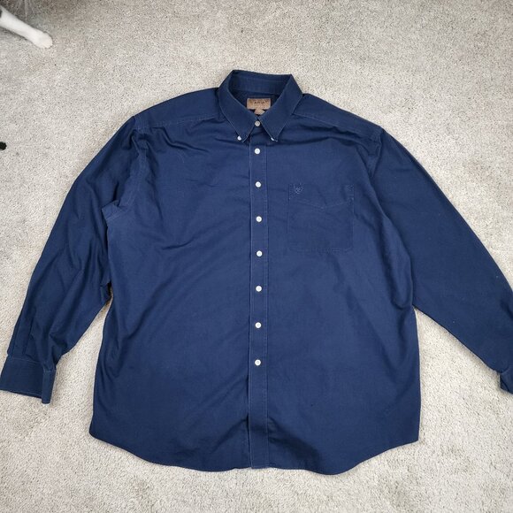 Ariat Long Sleeve Stanford Classic Fit Solid Blue Button Shirt Size 2XL XXL USA - Picture 1 of 7